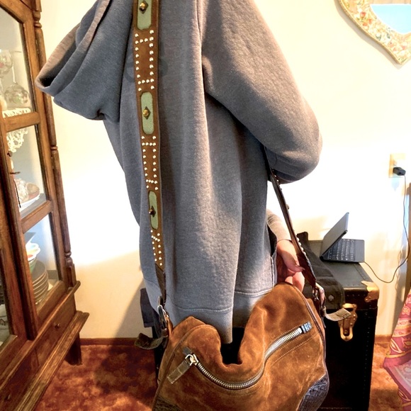 NEW Vintage Authentic Prada bag, brown suede ,alligator straps, 1 made - Picture 4 of 6